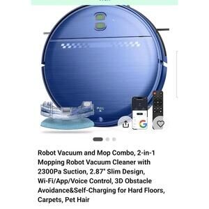 BR151 Robotic Vacuum and Mop Cleaner WiFi App Voice Carpet Tile Hardwood Wet Dry